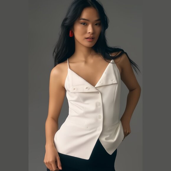 NEW Sunday in Brooklyn Size XL Ponte Apron Vest - White - Picture 1 of 4